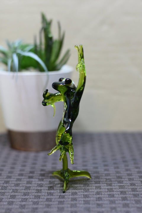 Naturally Colored Glass Figurine - Handcrafted - Frog Design