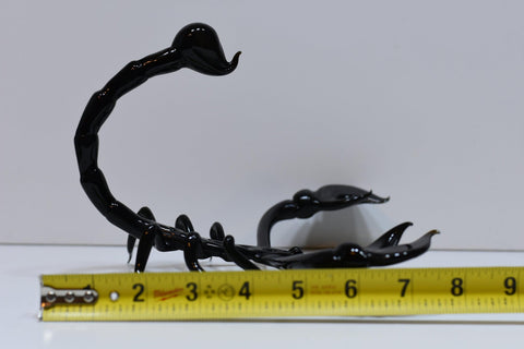 Black Glass Scorpion Figurine, Handmade Murano Quality Design - Large