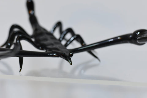 Black Glass Scorpion Figurine, Handmade Murano Quality Design - Large