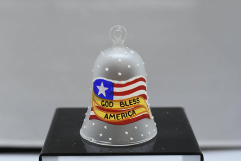 Frosted Blown Glass Bell Ornament – Liberty Bell Design with Clapper