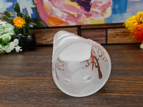 Frosted Glass Quad Candle Holder, Hand Crafted in Ukraine, Cardinal, Wonderful Year Round