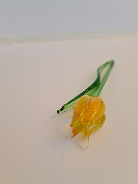 Glass Tulip - Yellow Tulip - Short Stem Tulip - Hand Made Glass - Murano Quality - Lampworking Tulip - Forever Tulip - Single Tulip - Yellow