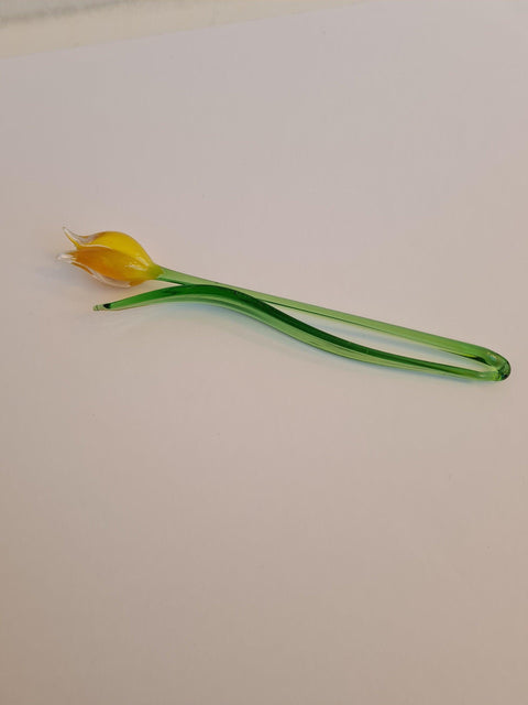 Glass Tulip - Yellow Tulip - Short Stem Tulip - Hand Made Glass - Murano Quality - Lampworking Tulip - Forever Tulip - Single Tulip - Yellow