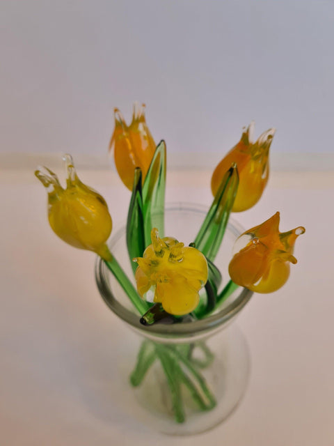 Glass Tulip - Yellow Tulip - Short Stem Tulip - Hand Made Glass - Murano Quality - Lampworking Tulip - Forever Tulip - Single Tulip - Yellow