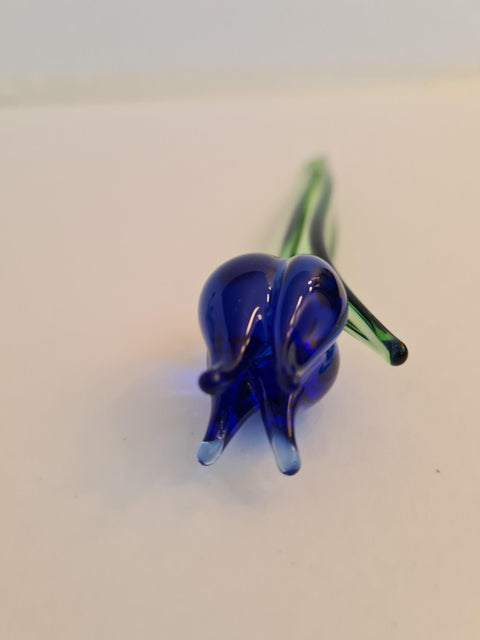 Blue Glass Tulip - Handcrafted Short Stem Flower