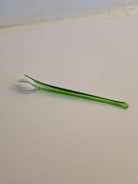 White Glass Tulip - Handcrafted Short Stem Flower