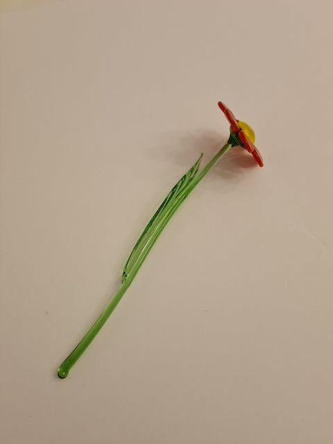 Red Glass Daisy - Handcrafted Short Stem Flower