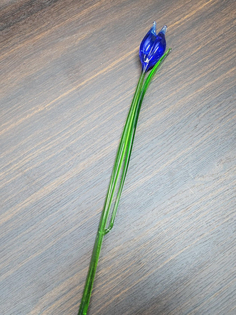 Blue Glass Tulip - Handcrafted Long Stem Flower