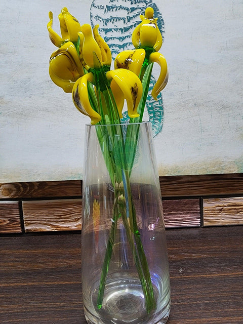 Yellow Glass Iris - Handcrafted Long Stem Flower