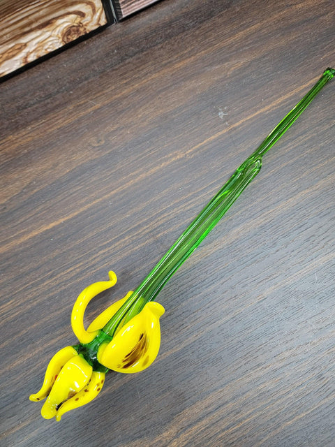 Yellow Glass Iris - Handcrafted Long Stem Flower