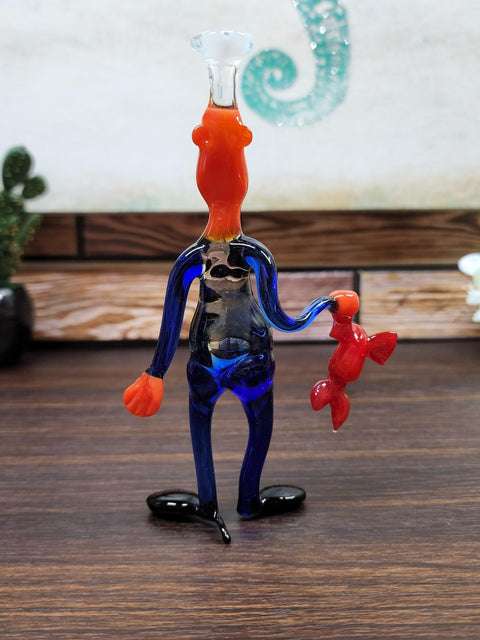 Glass Chef With Lobster Figurine, Handmade Murano Quality Design - Large