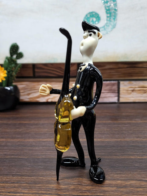 Musician With Cello Figurine, Handmade Murano Quality Design - Large