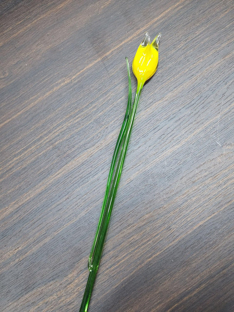 Yellow Glass Tulip - Handcrafted Long Stem Flower