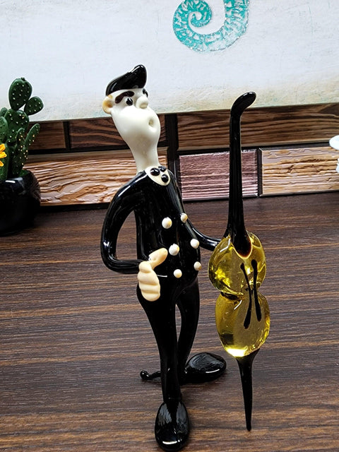 Musician With Cello Figurine, Handmade Murano Quality Design - Large