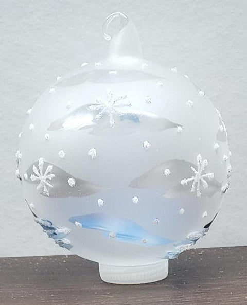 Frosted Blown Glass Ornament - Handcrafted - Brooklyn Bridge Design