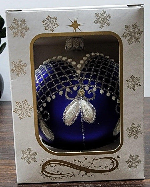 Blue Blown Glass Ornament - Handcrafted - Persian Princess Design