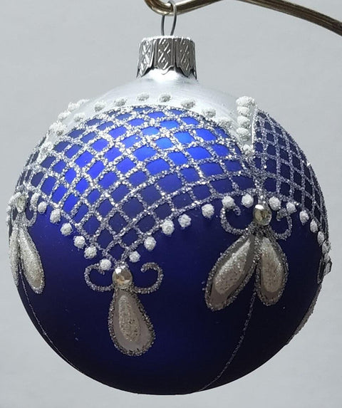 Blue Blown Glass Ornament - Handcrafted - Persian Princess Design