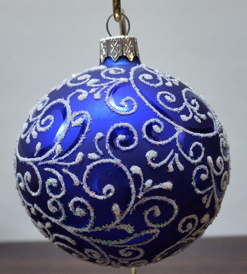 Blue Blown Glass Ornament - Handcrafted - Hand Made - Modern Design