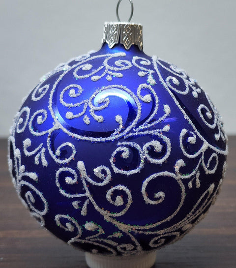 Blue Blown Glass Ornament - Handcrafted - Hand Made - Modern Design