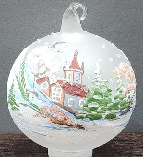 Frosted Blown Glass Ornament - Handcrafted - Deer Design