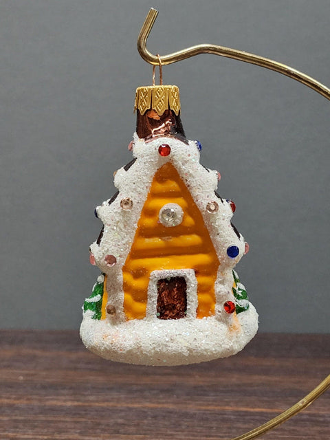 Hand Decorated Glass Keepsake Ornament - Charming Candy House Design