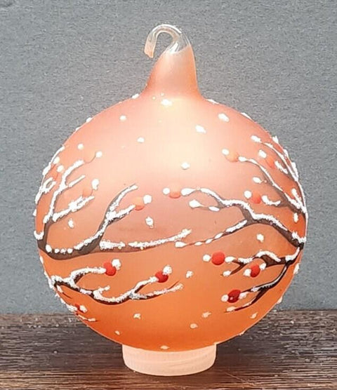 Orange Blown Glass Ornament - Handcrafted - Red Cardinal Design