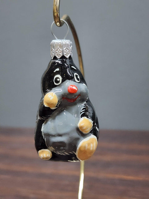 Hand Decorated Glass Keepsake Ornament - Charming Mole Design