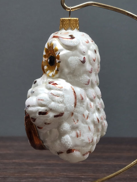 Hand Decorated Glass Keepsake Ornament - Charming Owl w Cello Design