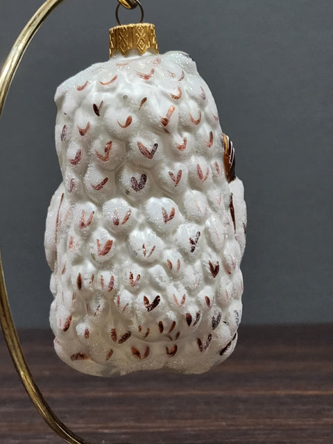 Hand Decorated Glass Keepsake Ornament - Charming Owl w Cello Design