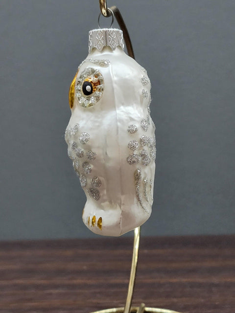 Hand Decorated Glass Keepsake Ornament - Charming White Owl Design