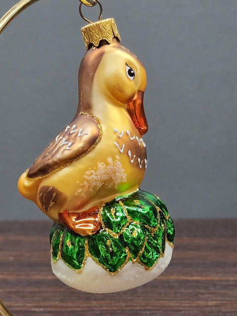 Hand Decorated Glass Keepsake Ornament - Charming Duck Design