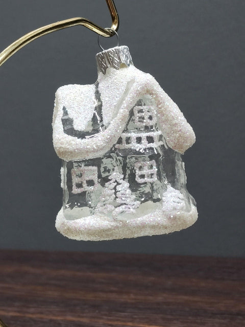 Hand Decorated Glass Keepsake Ornament - Charming Clear House Design