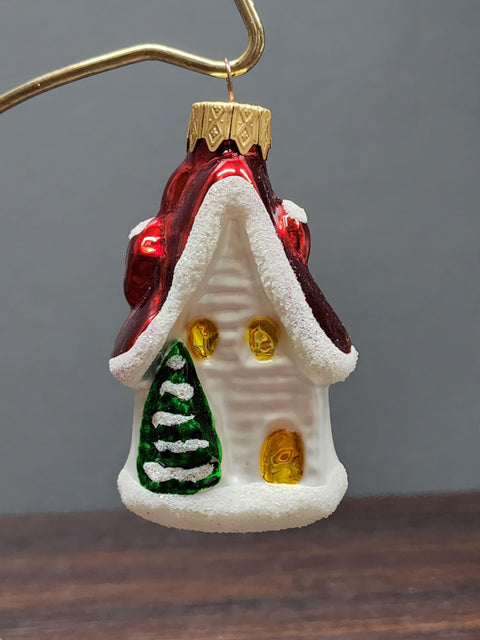 Hand Decorated Glass Keepsake Ornament - Charming Skinny House Design