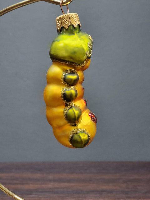 Hand Decorated Glass Keepsake Ornament - Charming Caterpillar Design