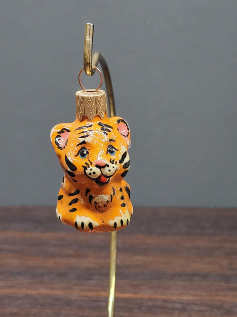 Hand Decorated Glass Keepsake Ornament - Charming Tiger Design