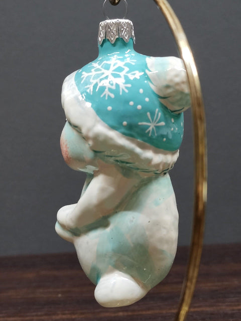 Hand Decorated Glass Keepsake Ornament - Charming Snowboy Design