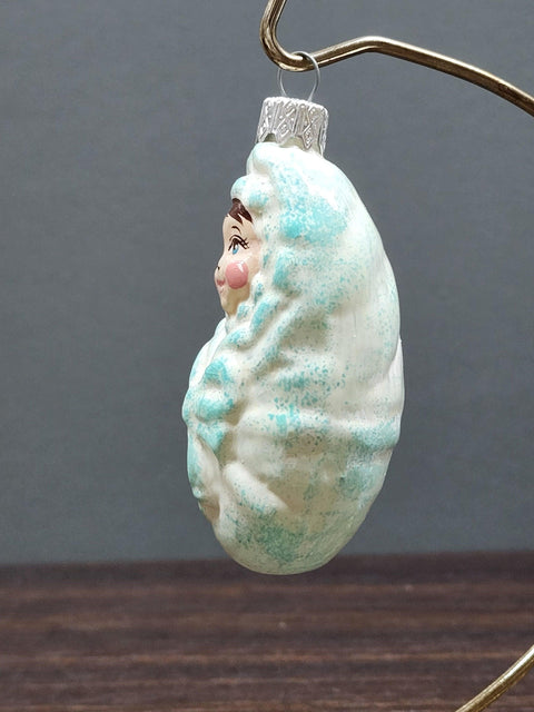 Hand Decorated Glass Keepsake Ornament - Baby in Blue Swaddle Design