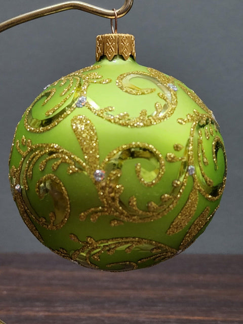 Green Blown Glass Ornament - Handcrafted - Hand Made - Modern Design