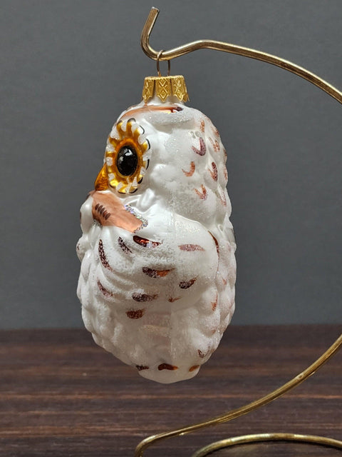 Hand Decorated Glass Keepsake Ornament - Charming Owl With Flute Design