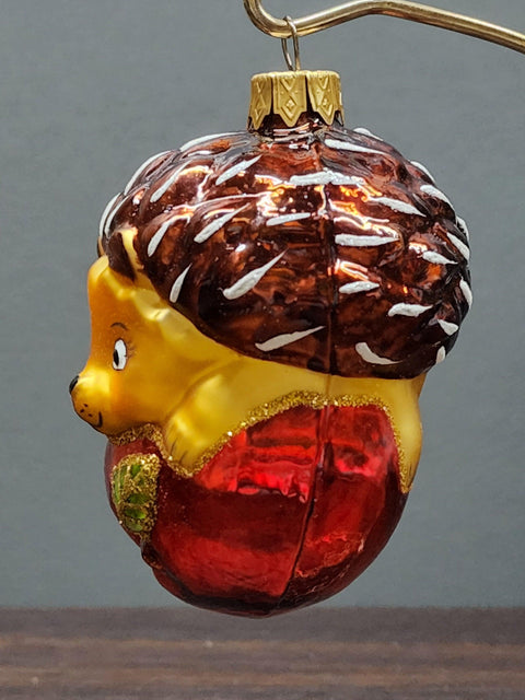 Hand Decorated Glass Keepsake Ornament - Charming Hedgehog In Apple Design