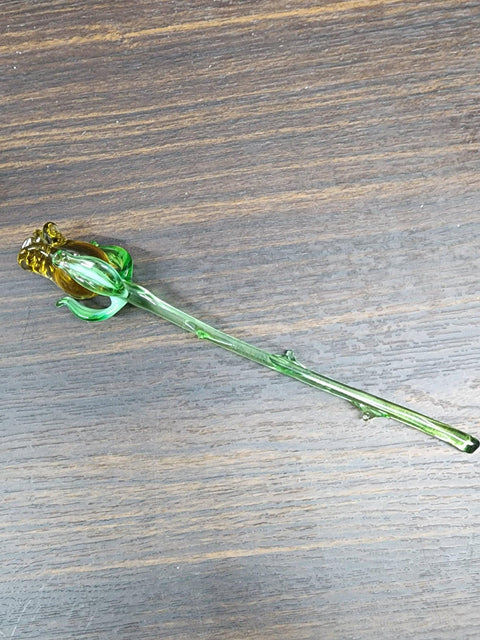 Amber Glass Rose - Handcrafted Short Stem Flower