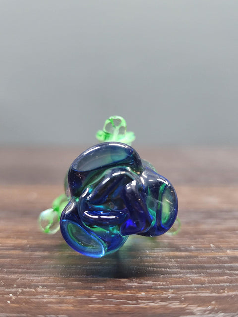 Blue Glass Rose - Handcrafted Short Stem Flower