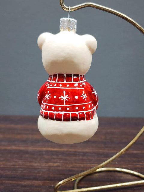 Hand Decorated Glass Keepsake Ornament - Charming Bear W PresentDesign