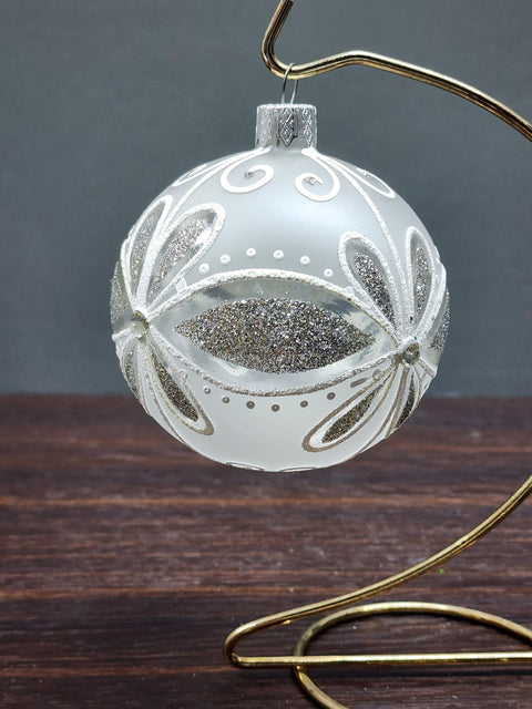 Frosted Blown Glass Ornament - Handcrafted - Modern Design