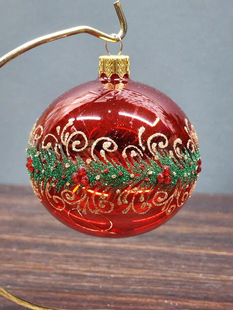 Red Blown Glass Ornament - Handcrafted - Green Reef Design