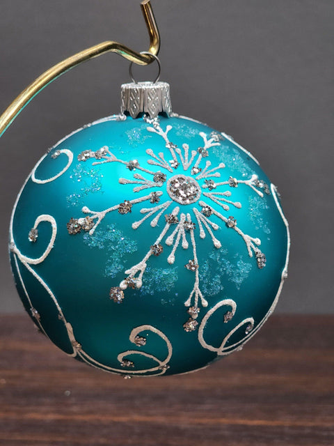 Aqua Blown Glass Ornament -  Aqua Refractor Design