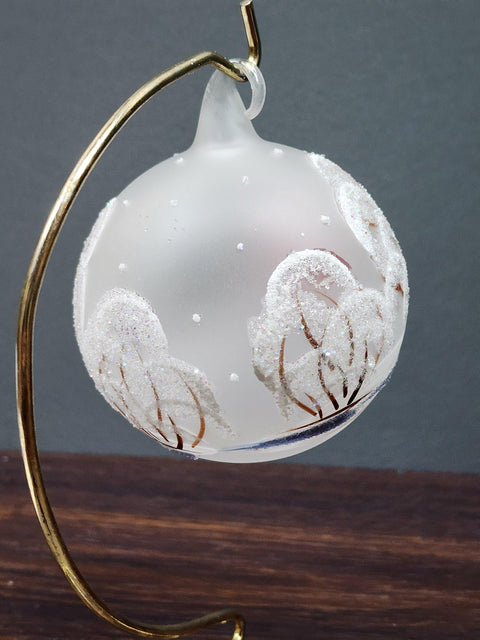 Frosted Blown Glass Ornament - Handcrafted -  Charming Santa Claus Design