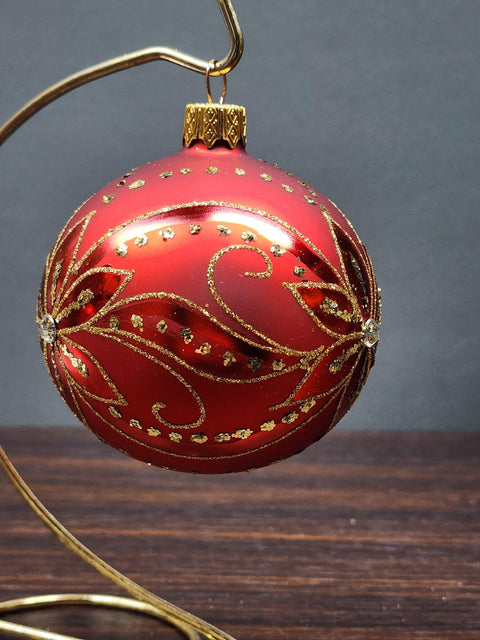 Red Blown Glass Ornament - Handcrafted - Modern Design