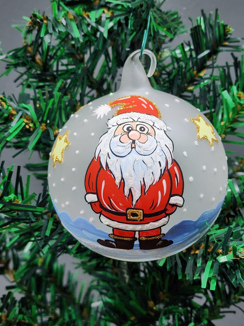 Glass Ornament Santa Design