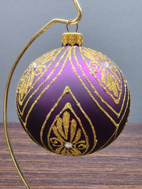 Purple Blown Glass Ornament - Handcrafted - Modern Design